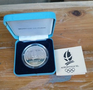 argent pièce de monnaie 100 franc Albertville Jeux Olympiques Monnaie de Paris