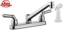 Classic Two Handle Kitchen Faucet with Deck Mount Side Sprayer, Chrome