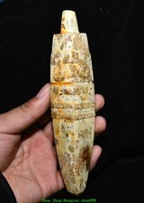 7.1'' Liangzhu Culture Old Jade Carved Beast Face  Awl Bodkin Zhuizi Statue