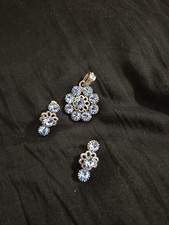 Elegant Silver Pendant & Earrings Set with Blue Stone