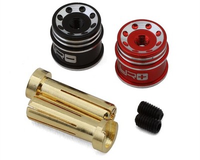 Yeah Racing Heatsink Bullet Plug Grips w/5mm Bullets (Black/Red) [YEA-WPT-0160]