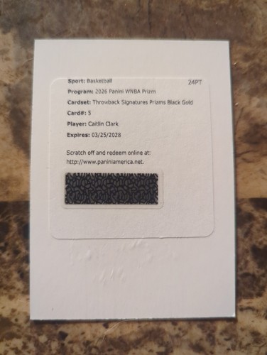 2026 WNBA Prizm Caitlin Clark Black Gold Throwback Auto Redemption /5