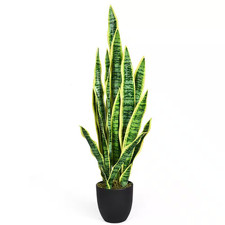 35.5 In. Artificial Snake Plant Fake Sansevieria Indoor-Outdoor Decoration Yello