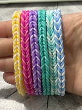 Mix of 10 Multicolor Adjustable Rubber Band Rainbow Bracelets