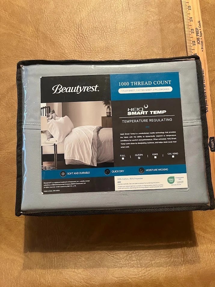 Beautyrest 4 PC 1000 Thread Count HeiQ Smart Temperature Cotton Blend Sheet Set - Image 2 of 4