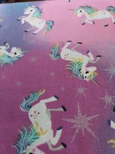 UNICORN STARS GLITTER COTTON FABRIC 36X44 1 YARD