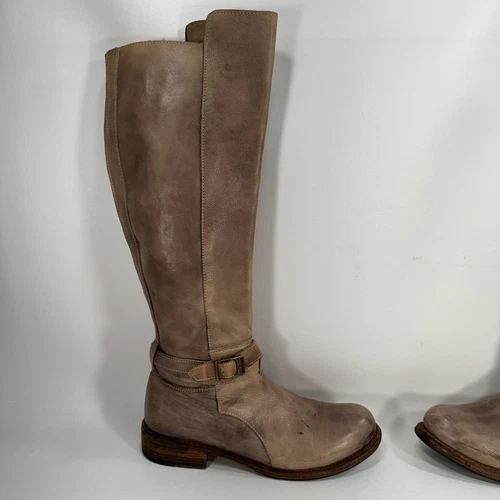 Bed Stu Bristol Knee High Riding Boots Tan Distressed Leather Women’s Size 7.5 - Picture 6 of 12