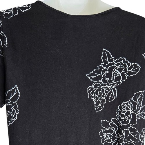Top donna Emma James floreale medio nero bianco elasticizzato Cottagecore Whimsygoth - Foto 6 di 7