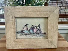 Ted De Grazia Framed Print Midnight Sketch - W3122 Family Group - Navajoland