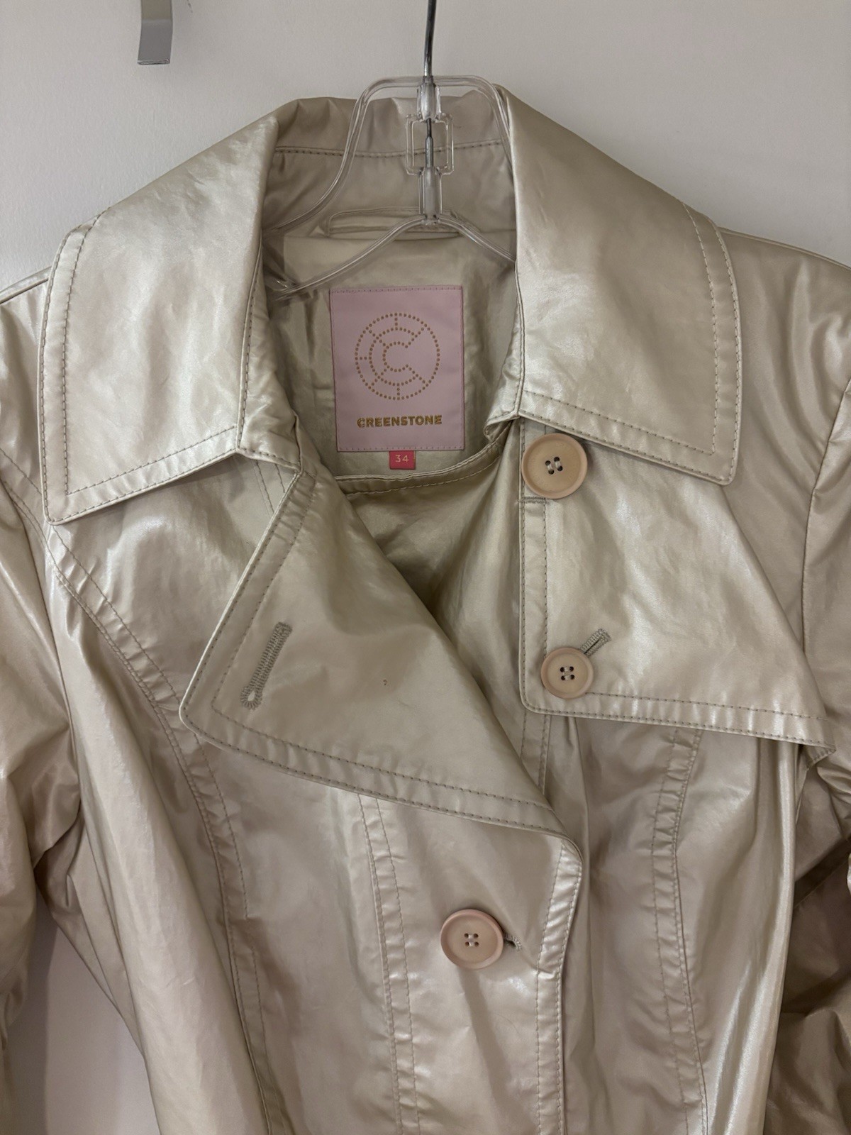 Creenstone Trench Rain Jacket Light Metallic Gold… - image 5