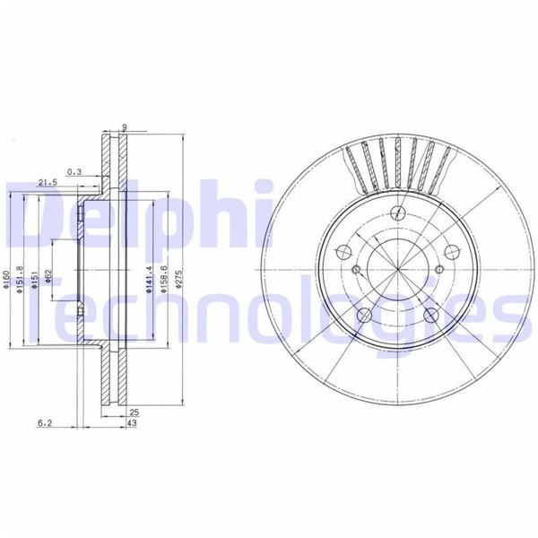 2X Delphi Bremsscheiben Vorne 275Mm BelÜFtet Passend FÜR Toyota Rav | BG3856-image