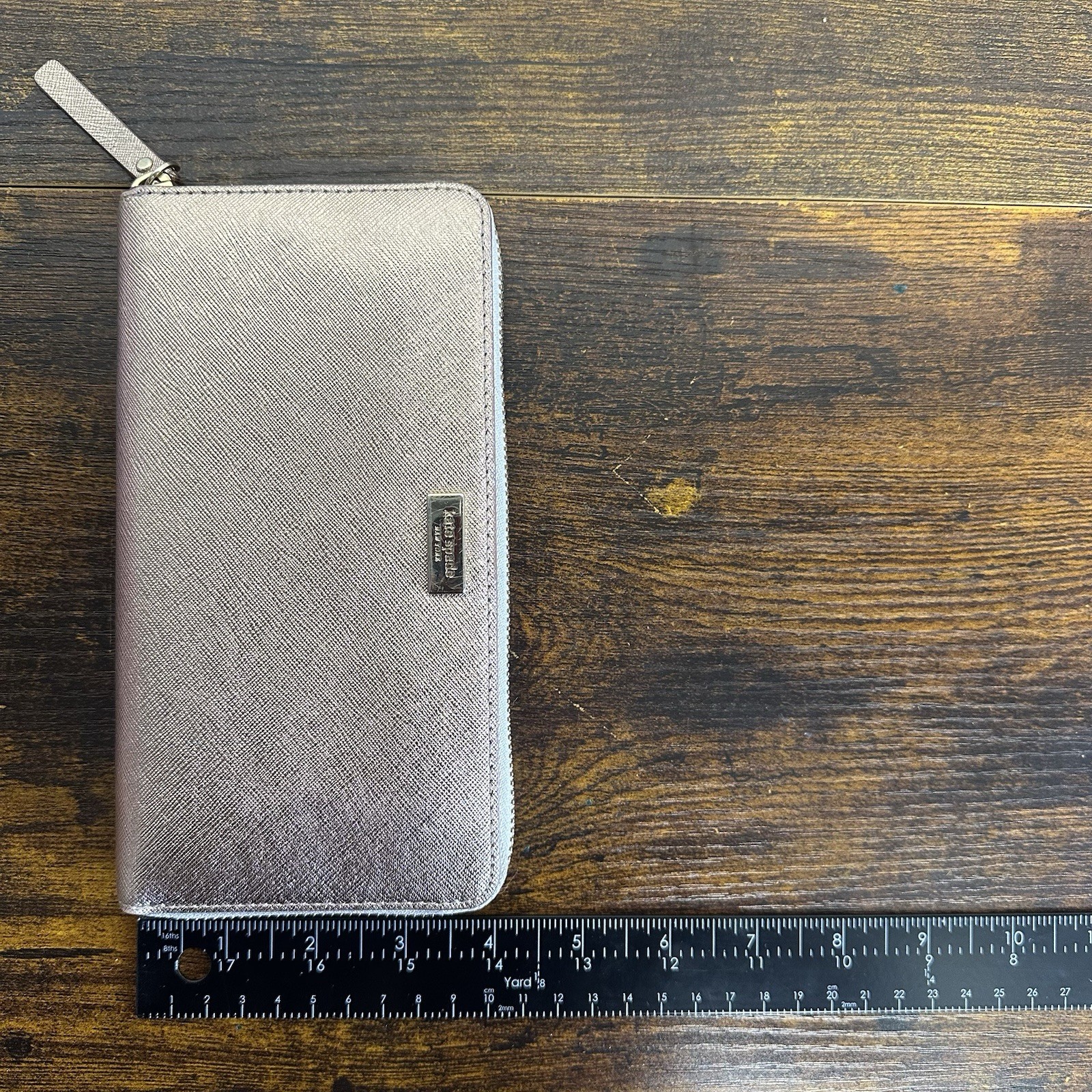 Kate Spade Rose Gold Newbury Lane Neda Saffiano Leather Wallet Zip Around Clutch thumbnail 10