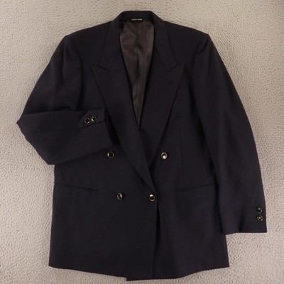 VTG Pierre Cardin Jacket 42R M Blue 100% Wool Blazer Double Breasted