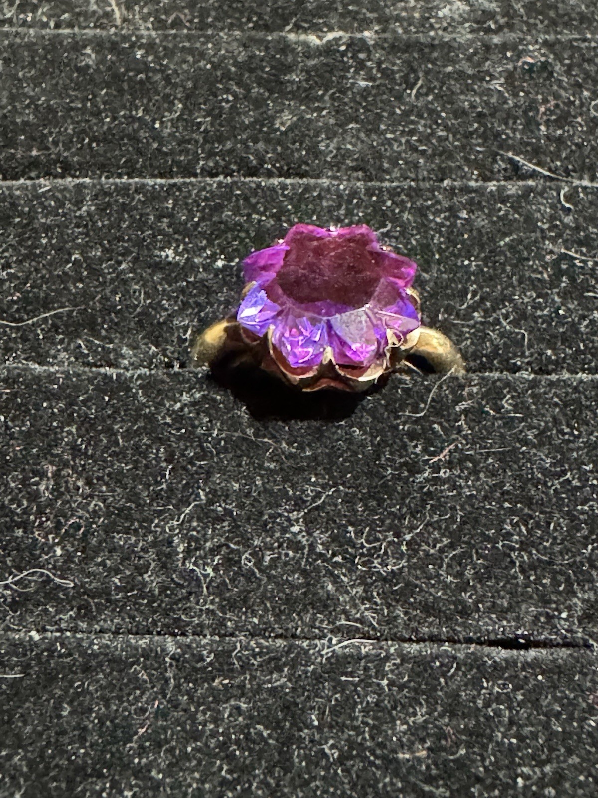 Purple Ruby Flower Cut Solitaire Ring - image 3
