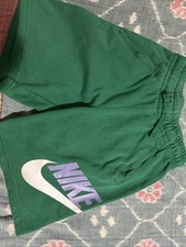 Nike Smart Boys Elastic Waist Shorts Green/Size M 10-12 Big Nike Logo Cotton