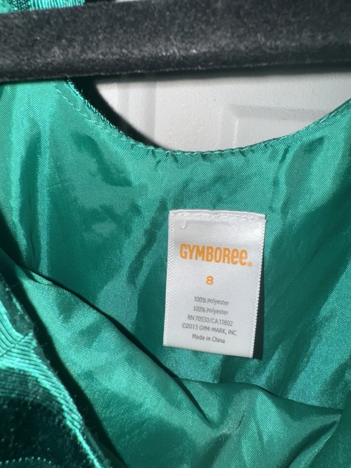Vestido de fiesta Gymboree para niñas verde esmeralda 8 rayas satinadas lazo estrás Foto 2 de 3