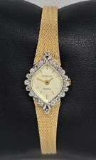 Women's Vtg Armitron Oval Gold Tone Diamond Accent Mesh Band Quartz Watch 06