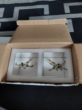 Image of RARE Deagostini Star Wars  X-Wing Glass Book Ends (brand new]