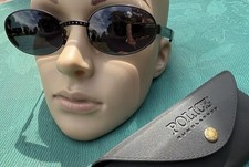 NOS Vintage Police Sunglasses 2358 Black Aviators Brand New With Case Rare