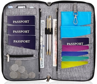 Premium Family Travel Document Organizer Capacious RFID Passport Holder Walle...