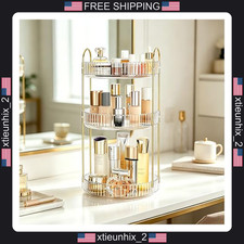 Rotating Makeup Organizer 3 Tiers Large Capacity Clear Bathroom Storage