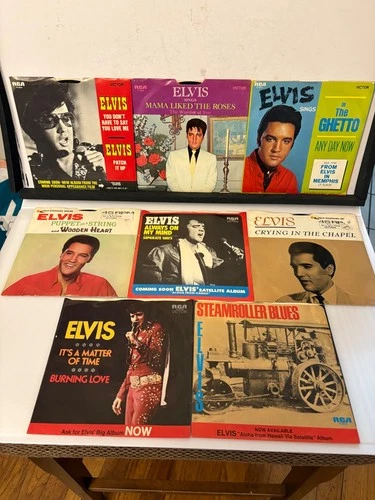 Lot Of 8 Elvis Presley 45 Rpm Records - Burning Love, The Wonder of You….