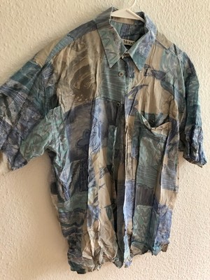 Casa Moda Vintage Kurzarmhemd abstraktes Muster blau-grau Gr. XL