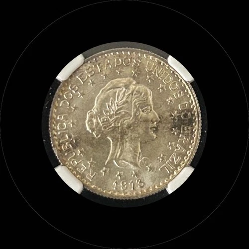 Brazil 1000 Reis 1913 NGC MS64 World Coin / 25