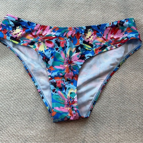 Bikini da bagno donna 2 pezzi taglia grande blu a fascia floreale top - Foto 2 di 11
