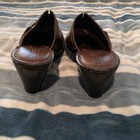 BORN Slip On Clogs Sz 7 EU 38 Brown Leather Slip On Platform 3.5” Wedge Heel EUC — photo 3