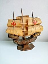 UP FOR A CHALLENGE ? Vintage SANTA MARIA Wooden Brass Masts Ship Lamp