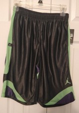 Nike Boys Court Vision Jumpman Black Purple Basketball Shorts Youth L Large NWT
