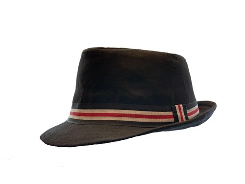 Joe Fresh Kid's Short Brim Black Trilby Fedora Hat with Stripe Brim, T1-3yr -NEW - Picture 2 of 2
