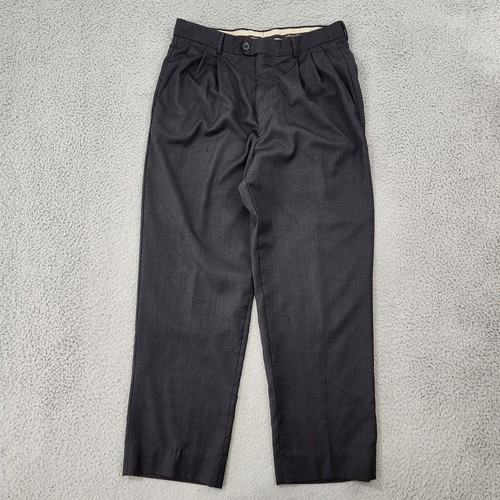 Zignone Pants Mens 34 33x29.5 Black Pleated Wool Dress Trouser Italy Made *Read*