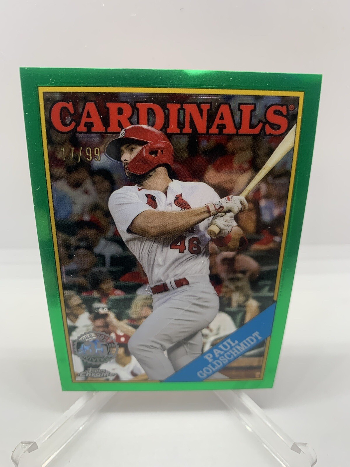 2023 Topps Chrome Paul Goldschmidt 1988 Topps Green Refractor #17/99 Cardinals