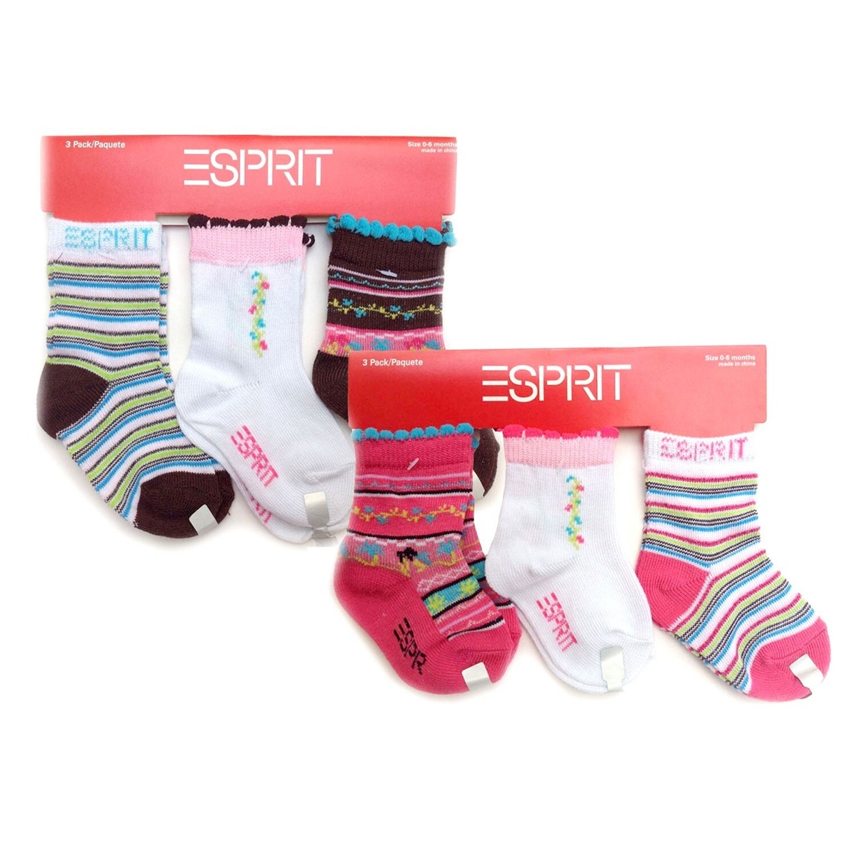 ESPRIT Baby Infant Girls 6 Pair Socks Floral Striped Assorted