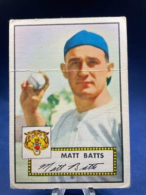 1952 Topps Baseball Low Grade Card Matt Batts #230 Detroit Tigers