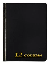 Adams Account Book, 7 x 9.25 Inches, Black, 12-Columns, 80 Pages (ARB8012M)