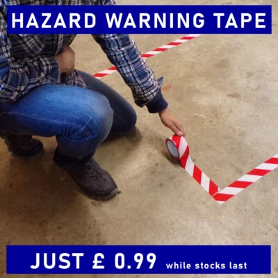 TWININATE Self-adhesive marking tape: red/white hazard warning - was £ 4.99 now £ 0.99