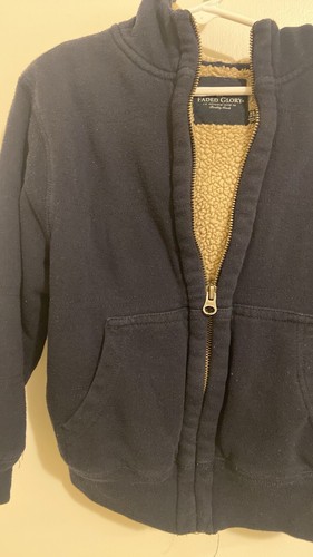 FADED GLORY Navy blue ZIP UP HOODIE Jacket BOYS Extra SMALL XS 4/5 - Picture 2 of 4