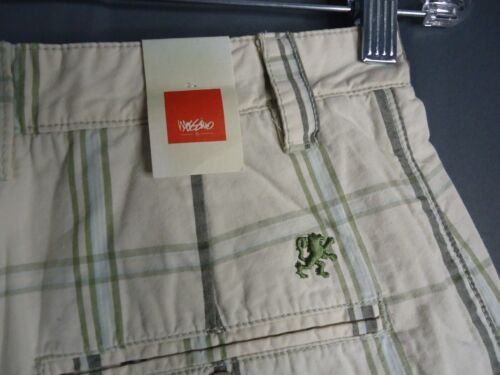 Pantalones Cortos Chinos Mossimo Frente Plano Para Hombre Talla 28 Verde Crema A Cuadros Nuevos - Imagen 3 de 8