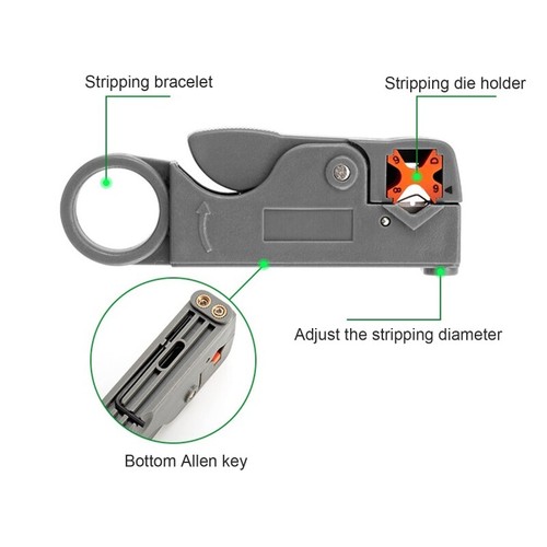 Coax Cable Crimping Kit Adjustable Tool Coaxial Cable Crimping Tool for RG59 RG6 - Zdjęcie 5 z 7