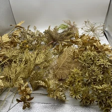 84 Vintage Gold Sprigs Faux Leaves Berries N Picks Christmas Autumn Decor