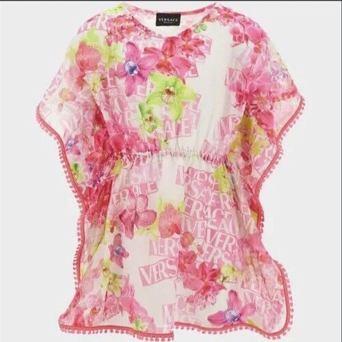 Túnica Versace logotipo estampa chiffon capa grande para meninas, feminina P-M - Imagem 2 de 4