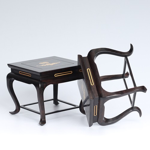 Ebony Wood Square Display Stand Bent Legged Bonsai Vase Flower Plant Rack Base - Picture 6 of 6