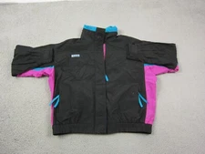 Vintage Columbia Jacket Womens Extra Large XL Black Blue Windbreaker Bugaboo