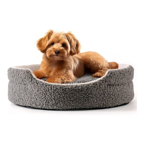 Mewoofun Plush Sleeping Cat Dog Bed Mat Round Nest Kennel with Non-Slip Bottom