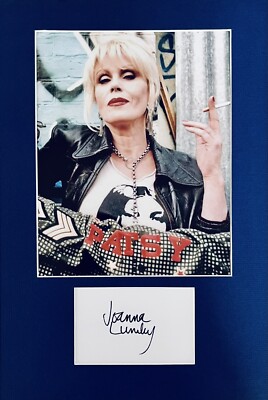 Joanna Lumley HANDSIGNIERTE 6x4 weiße Karte + 10x8 ABSOLUT FABELHAFTES Foto
