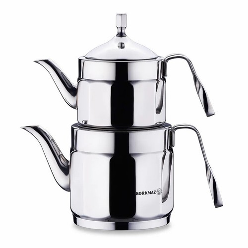 Nostalgia A228 Turkish Teapot Set with Removable Infuser, Silver 1.6 and 0.9 Qt - Picture 4 of 4