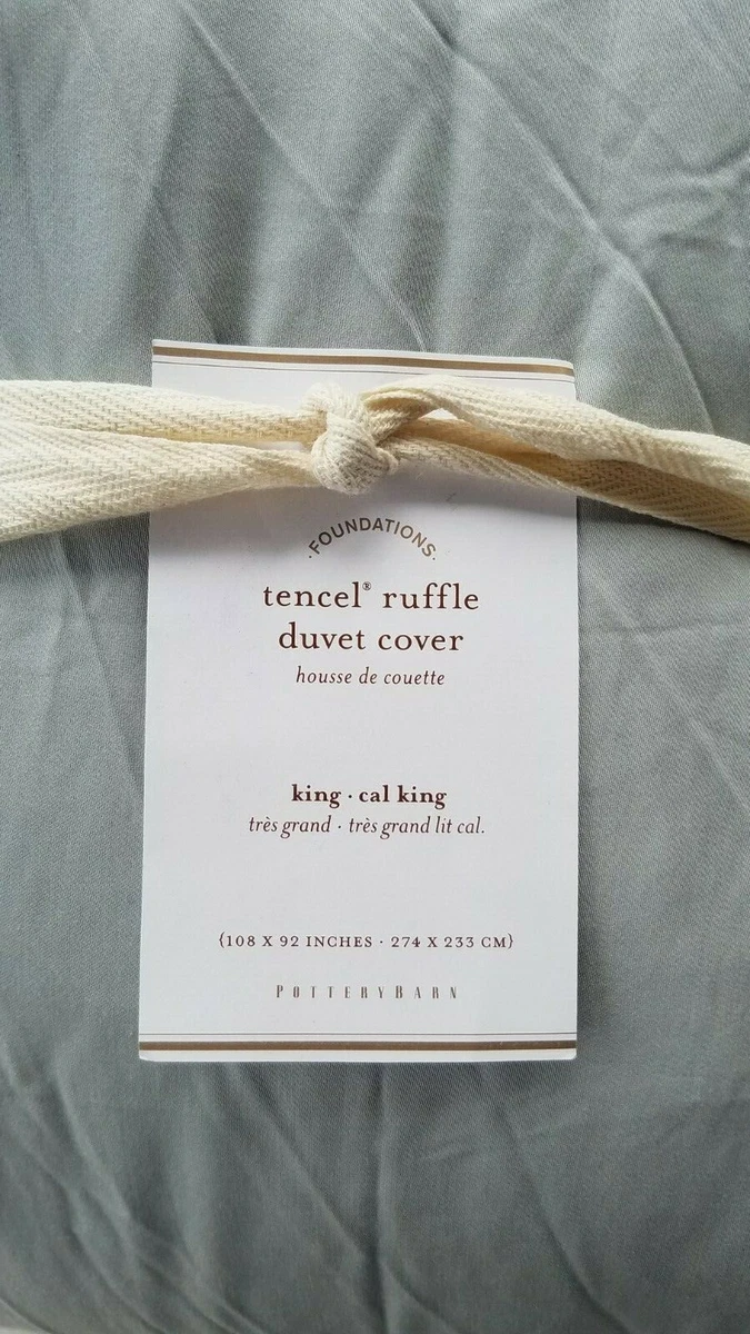 Pottery Barn Tencel Ruffle Duvet Cover King Cal King Gray 4543